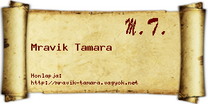 Mravik Tamara névjegykártya